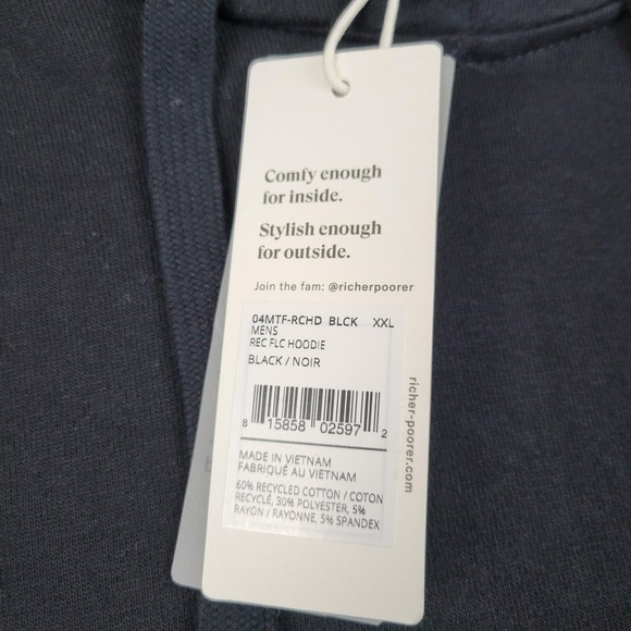 Richer Poorer Hoodie Mens 2XL Black Afterpay Pullover Recycled Cotton Sweatshirt - Picture 2 of 2